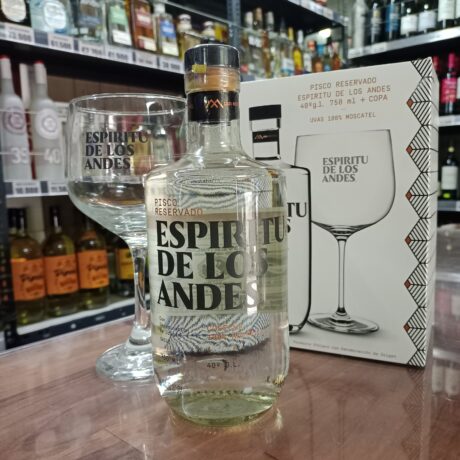 Pisco Espiritu de los Andes + Copa 750cc