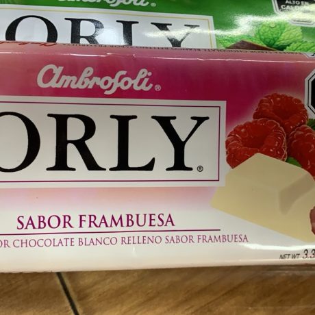 Chocolate Blanco Orly relleno sabor Frambuesa 95gr